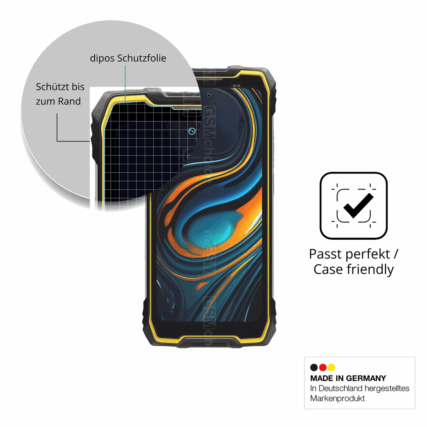 Schutzglasfolie mit optimaler Passform, zur Verwendung mit Hüllen geeignet