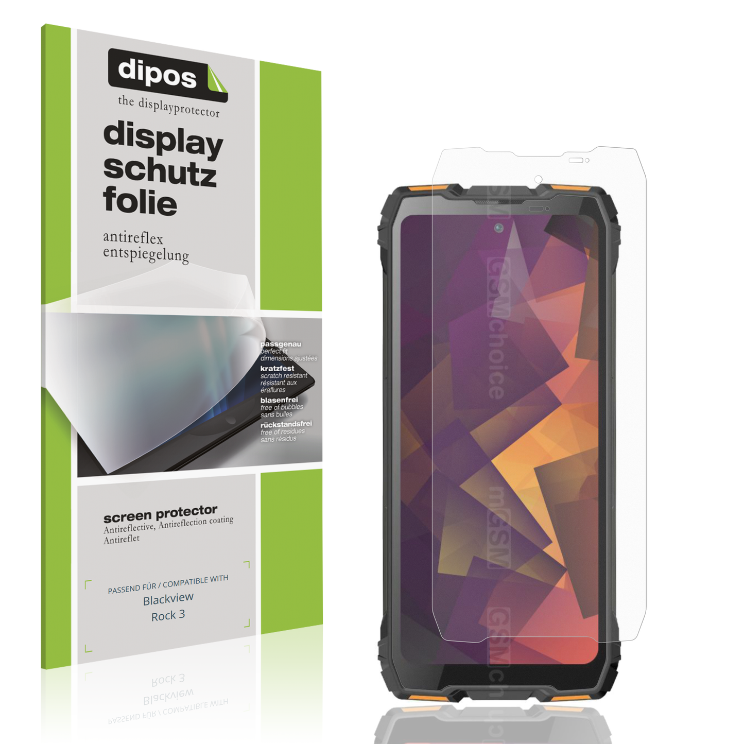 Matte Displayschutzfolie von dipos passend für Blackview Rock 3, präziser Zuschnitt und blasenfrei montiert