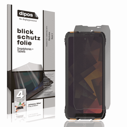 Blickschutzfolie von dipos passend für Blackview Rock 3, präziser Zuschnitt und blasenfrei montiert