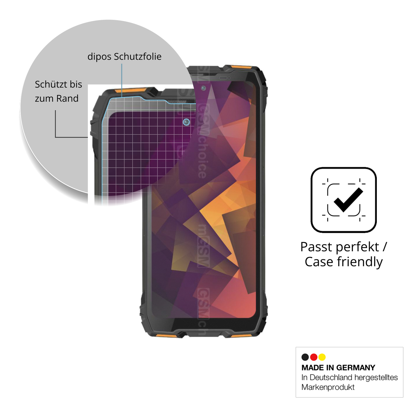 Schutzglasfolie mit optimaler Passform, zur Verwendung mit Hüllen geeignet