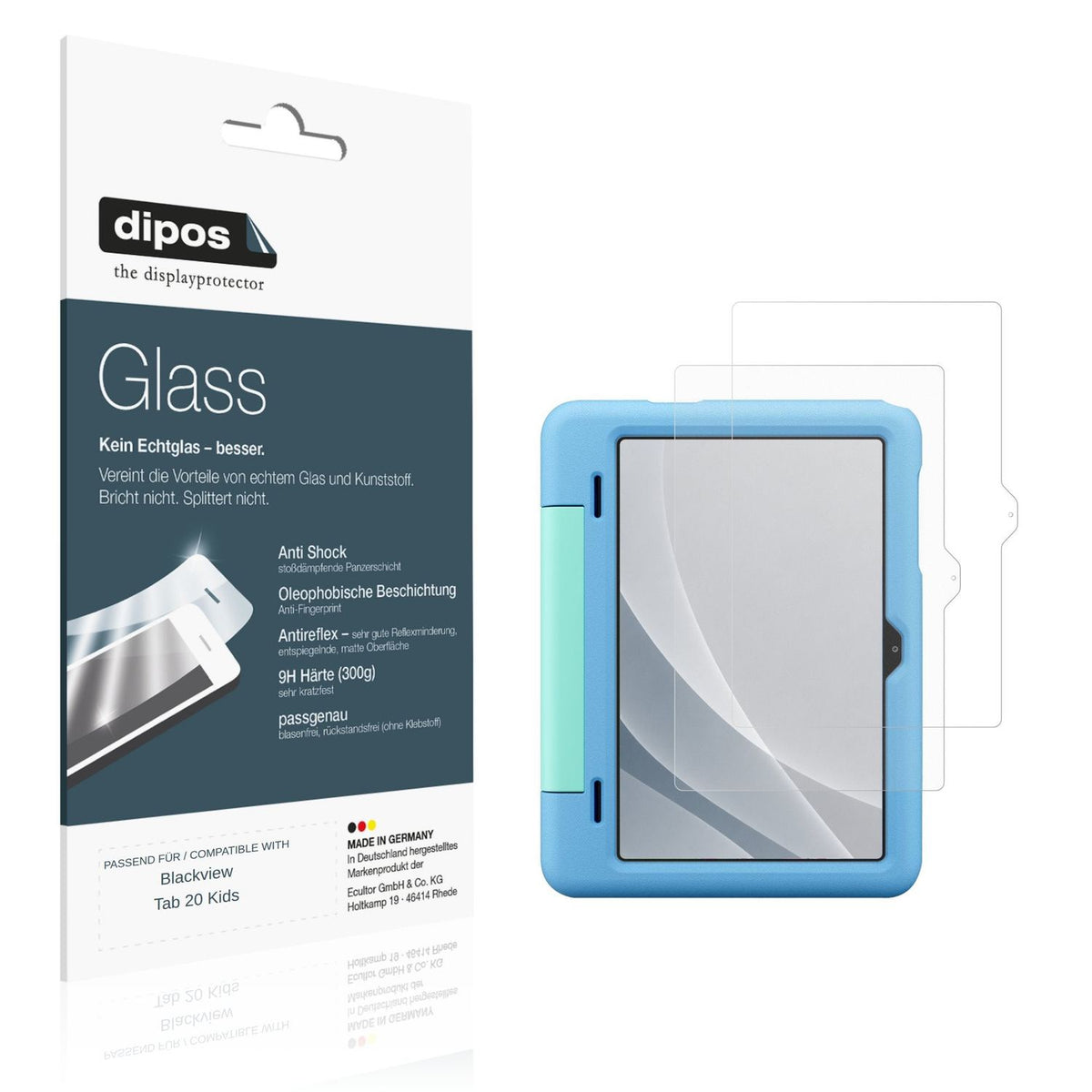 Matte Displayschutzfolie von dipos passend für Blackview Tab 20 Kids, 9H kratzfest und blasenfrei montiert