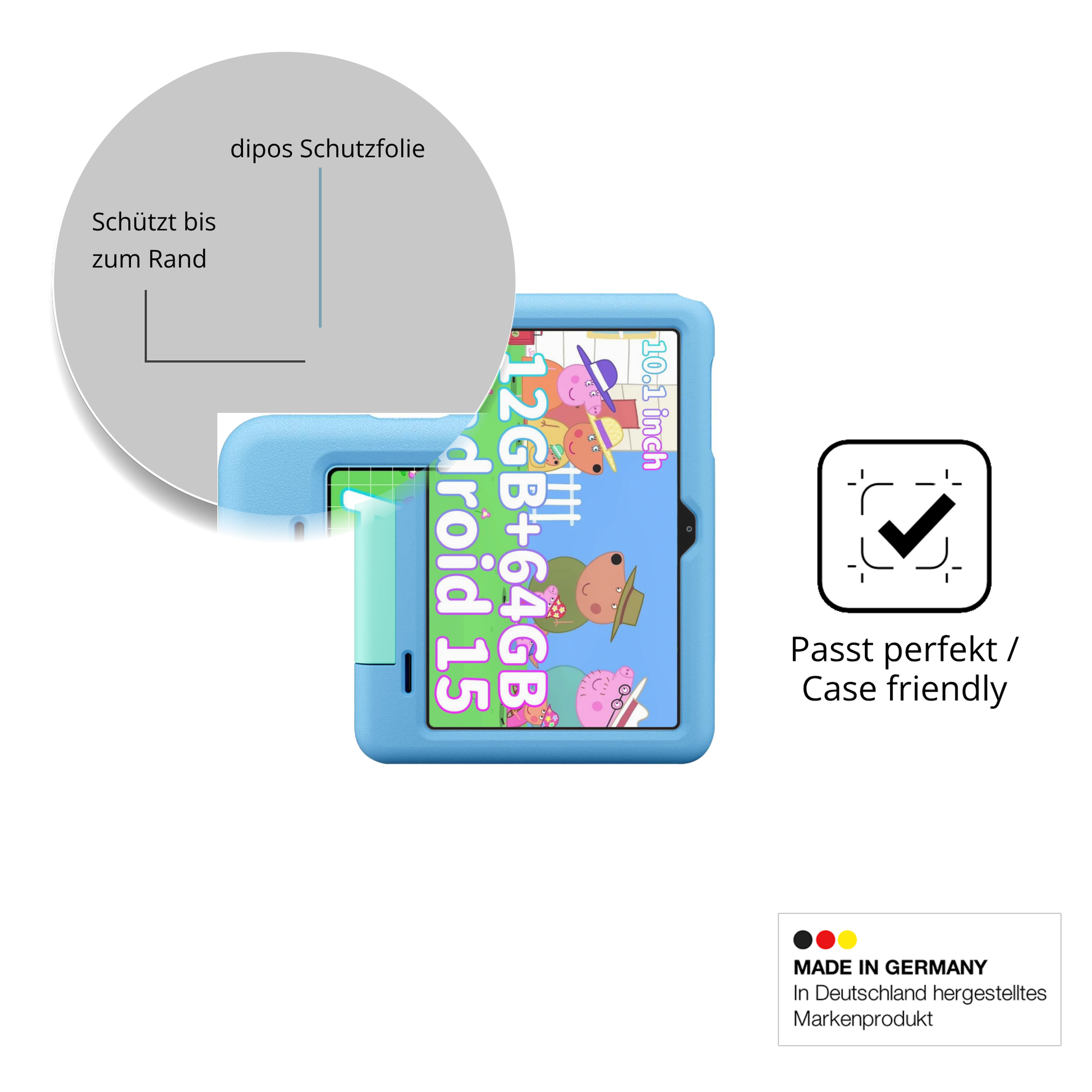Schutzglasfolie mit optimaler Passform, zur Verwendung mit Hüllen geeignet