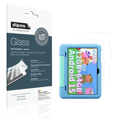 Klare Displayschutzfolie von dipos passend für Blackview Tab 20 Kids, 9H kratzfest und blasenfrei montiert