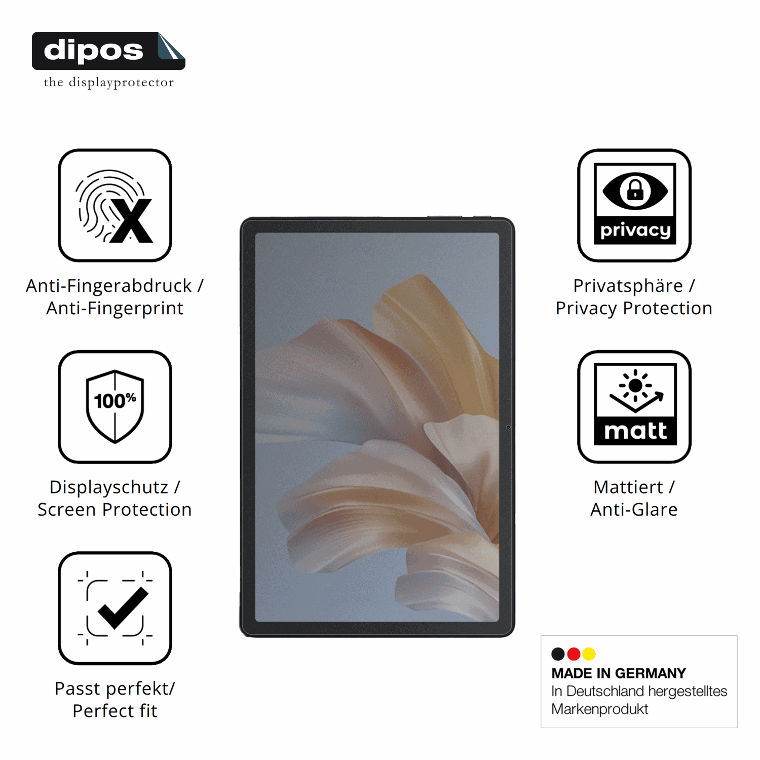 Privatsphäre-Schutz durch Sichtschutz-Folie passend zugeschnitten für Blackview Tab 9 11 Zoll