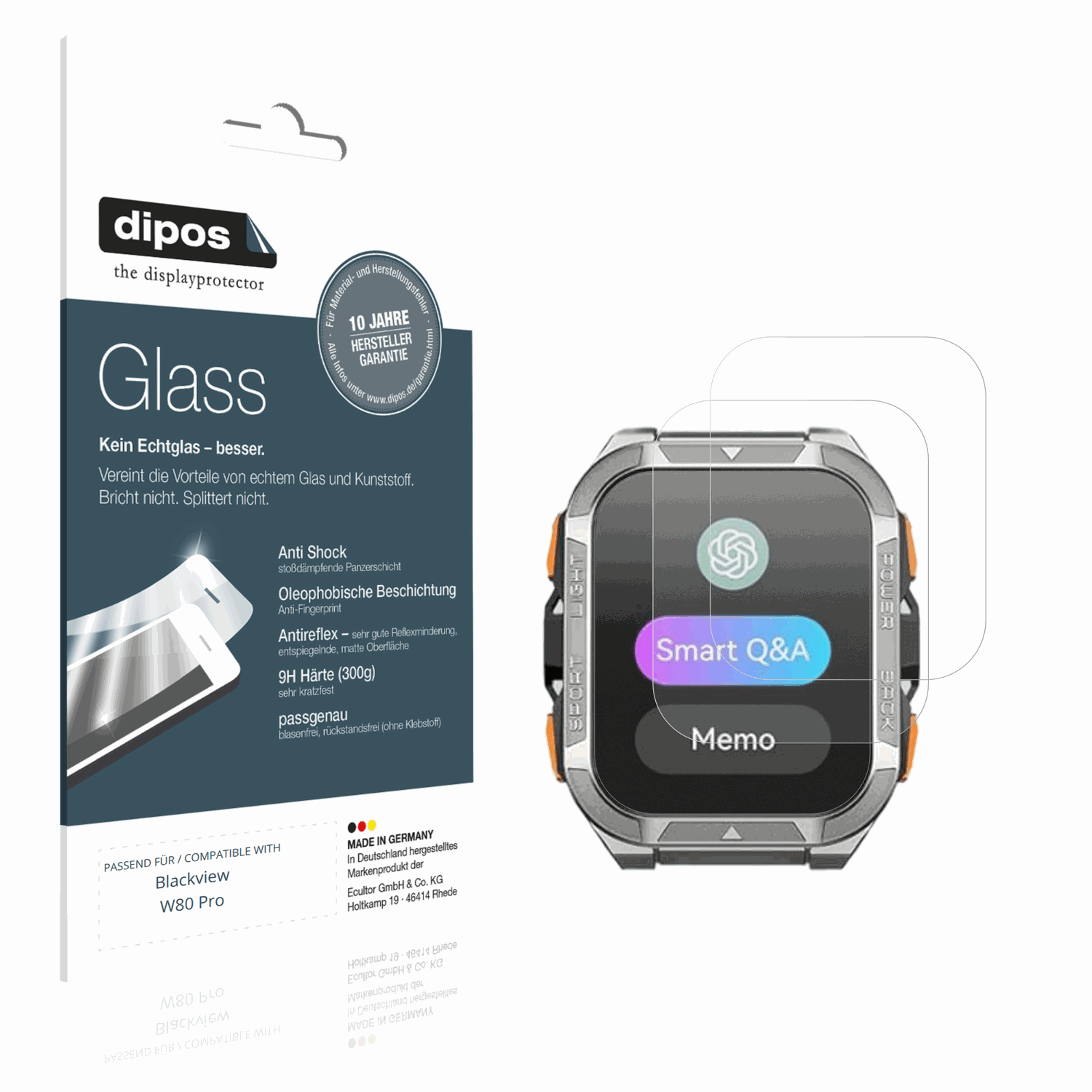 Matte Displayschutzfolie von dipos passend für Blackview W80 Pro, 9H kratzfest und blasenfrei montiert