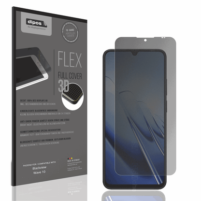Blickschutzfolie von dipos passend für Blackview Wave 10, 100% Displayabdeckung und blasenfreie Montage