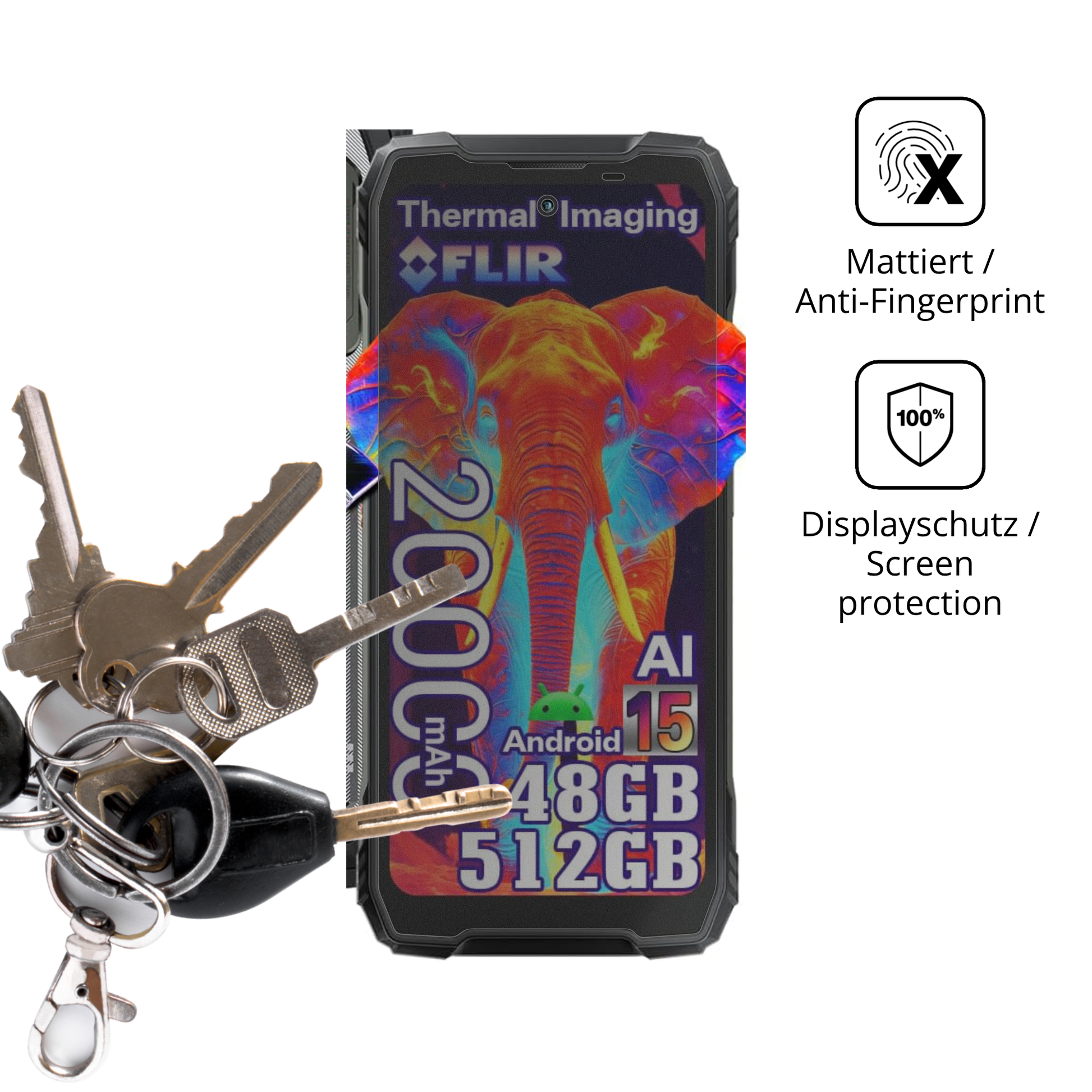 dipos Displayschutz für Blackview Xplore 1 Pro, mattierte Oberfläche, Blickschutzfilter und perfekter Passform