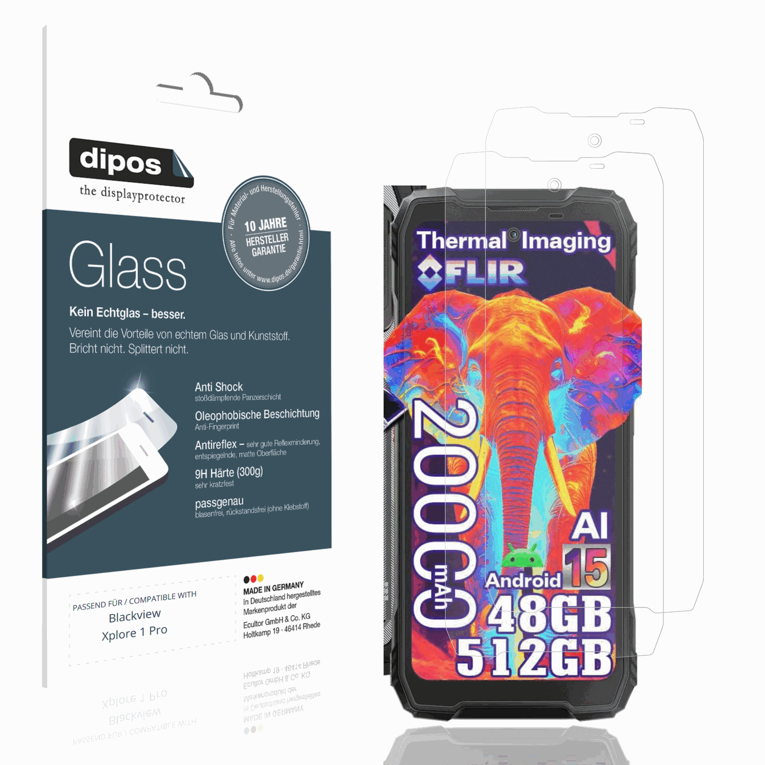 Matte Displayschutzfolie von dipos passend für Blackview Xplore 1 Pro, 9H kratzfest und blasenfrei montiert