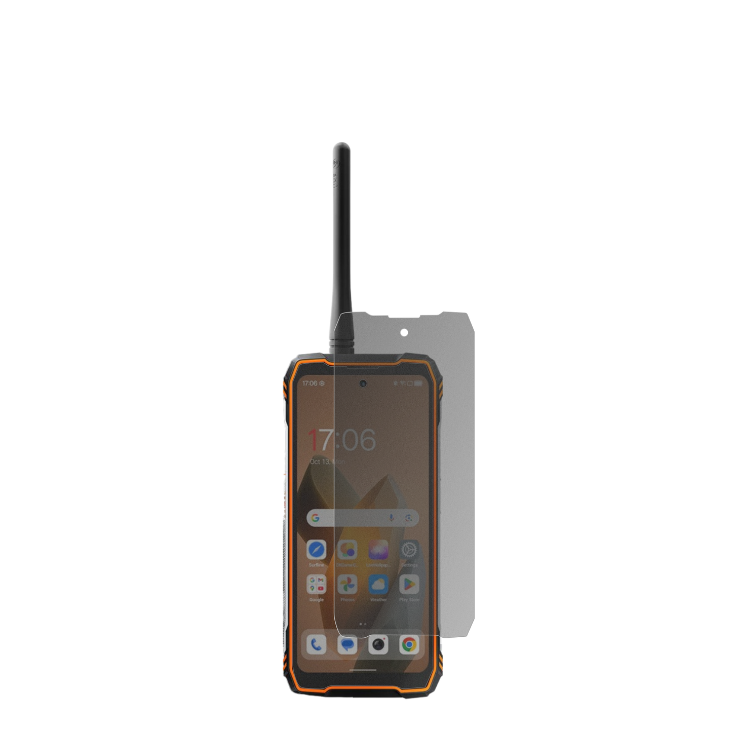 BlackviewXplore 1 Walkie Talkie mit aufgebrachtem dipos Displayschutz, der seitliche Einblicke blockiert