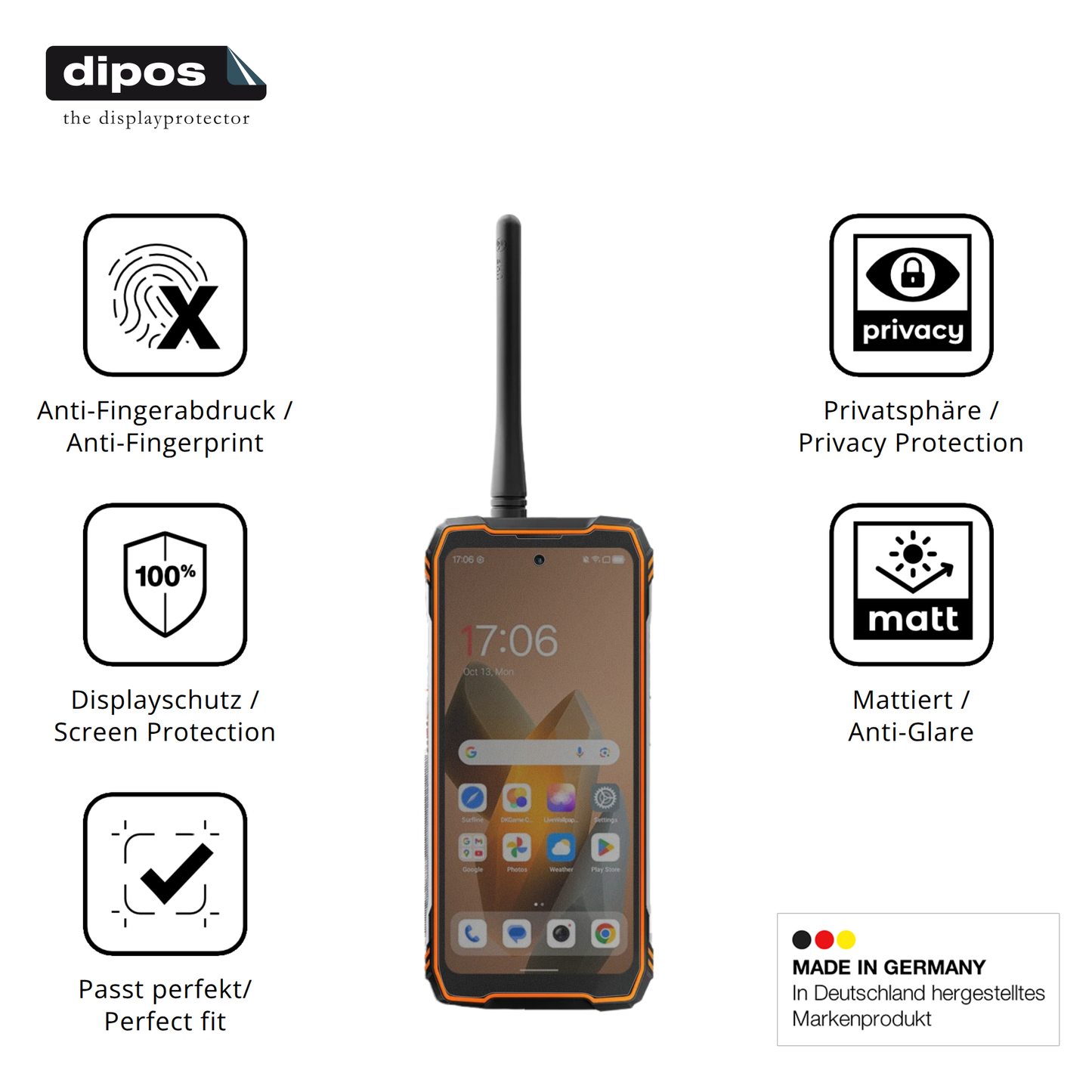 Privatsphäre-Schutz durch Sichtschutz-Folie passend zugeschnitten für Blackview Xplore 1 Walkie Talkie
