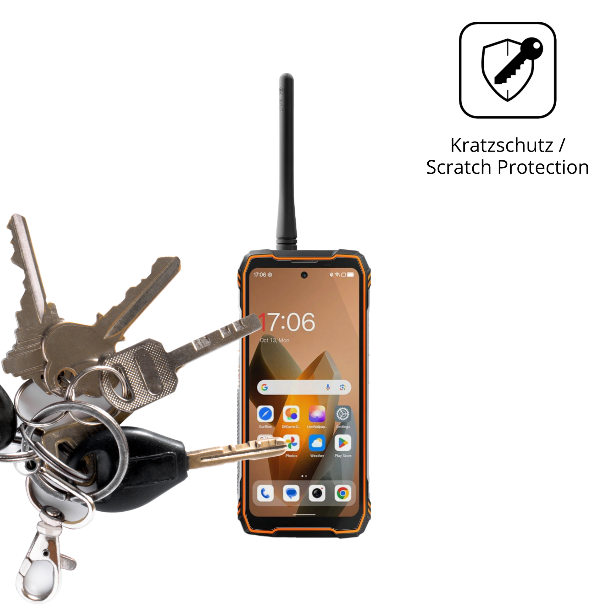 Schutz gegen Kratzer auf dem Blackview Xplore 1 Walkie Talkie Glas durch Schlüssel oder Ähnliches