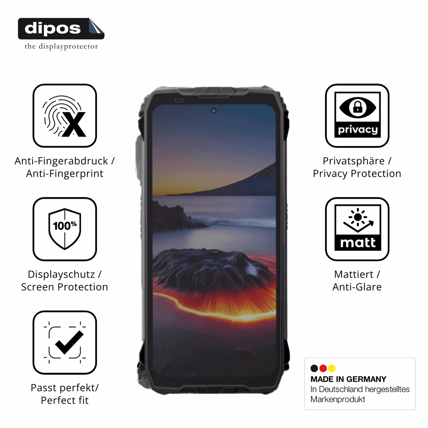 Privatsphäre-Schutz durch Sichtschutz-Folie passend zugeschnitten für Blackview Xplore 2 5G