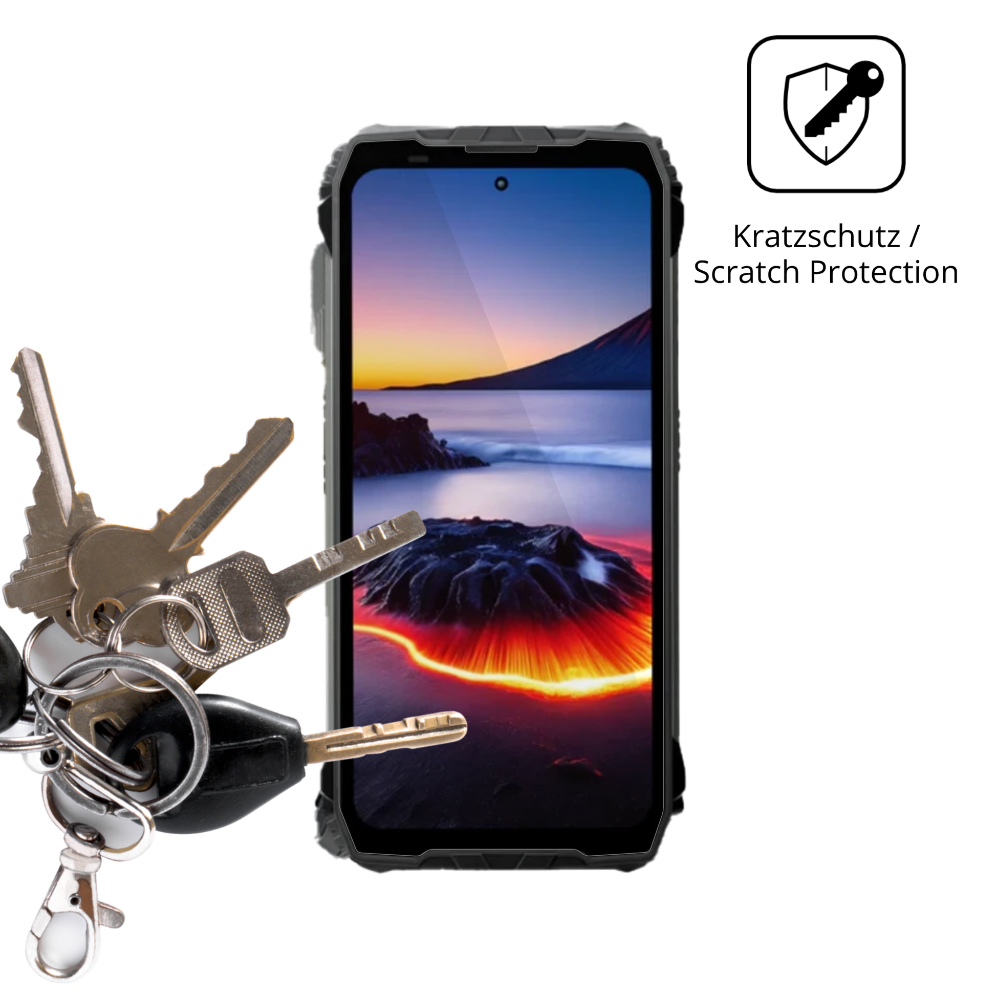Schutz gegen Kratzer auf dem Blackview Xplore 2 5G Glas durch Schlüssel oder Ähnliches