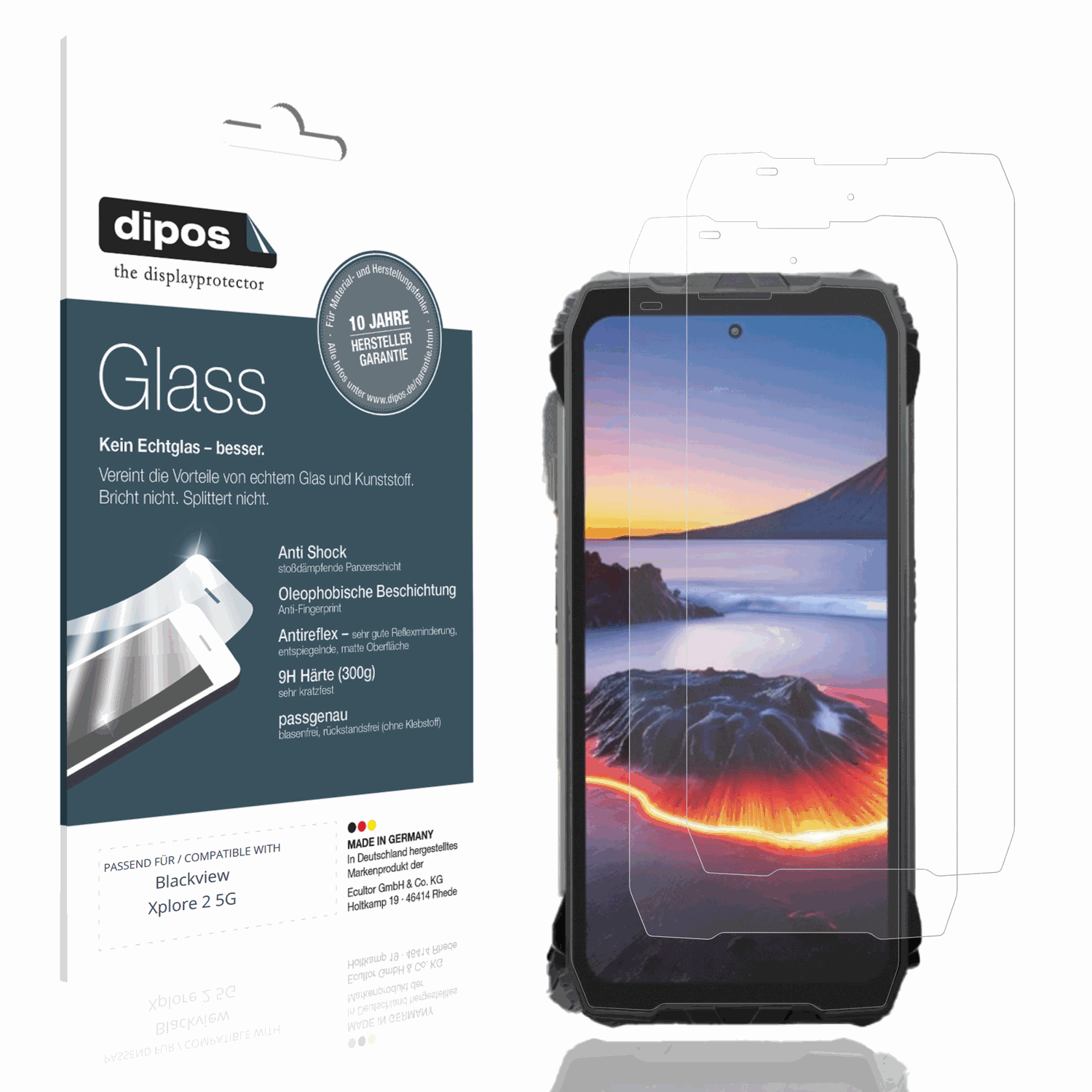 Matte Displayschutzfolie von dipos passend für Blackview Xplore 2 5G, 9H kratzfest und blasenfrei montiert