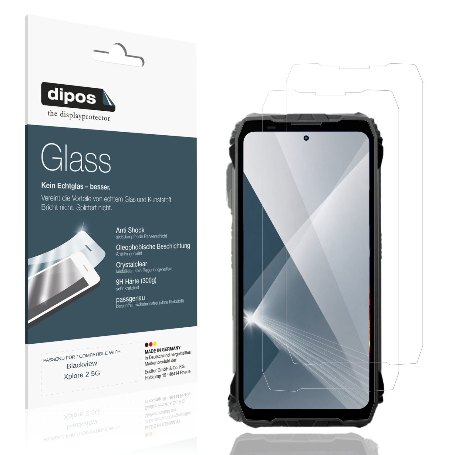 Klare Displayschutzfolie von dipos passend für Blackview Xplore 2 5G, 9H kratzfest und blasenfrei montiert