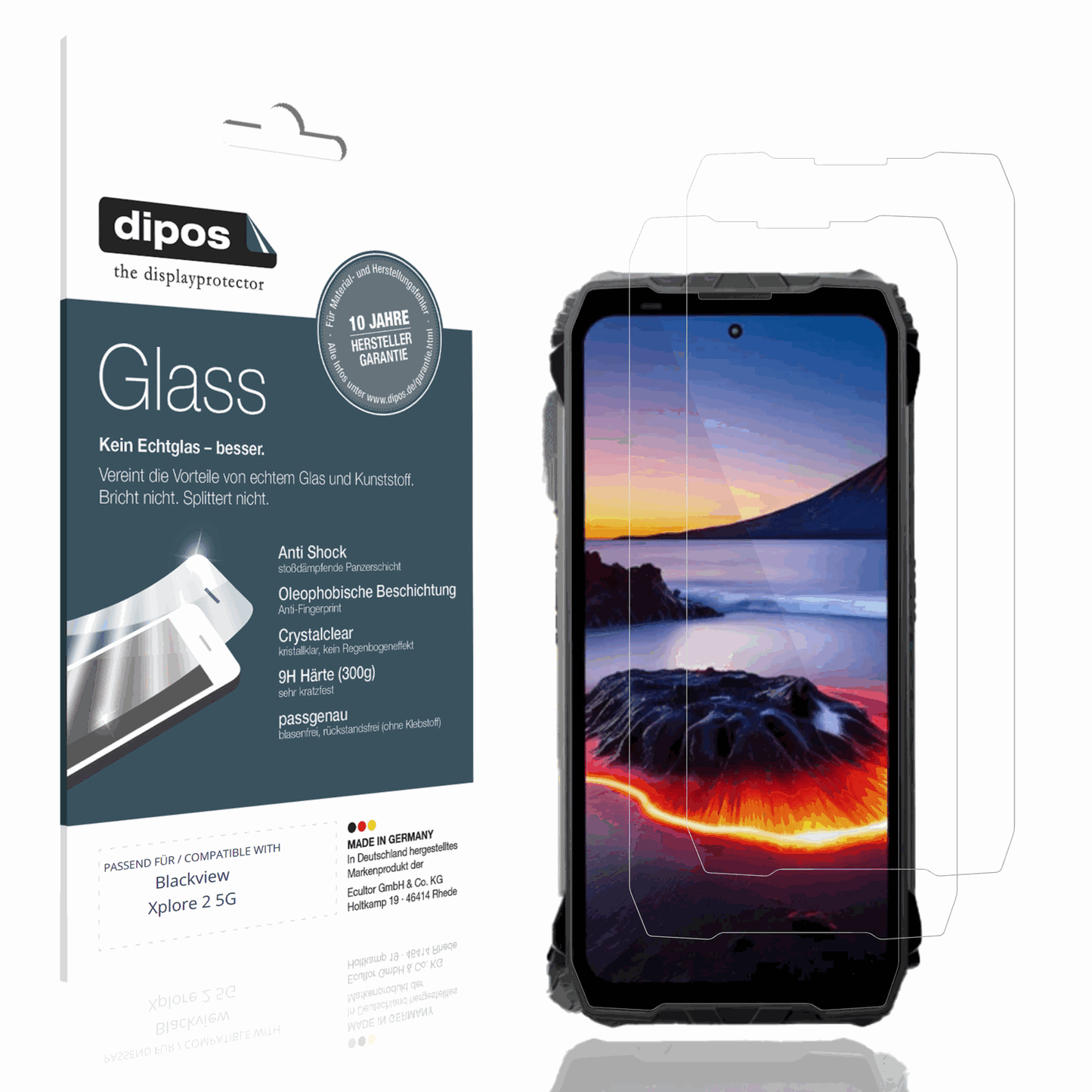 Klare Displayschutzfolie von dipos passend für Blackview Xplore 2 5G, 9H kratzfest und blasenfrei montiert