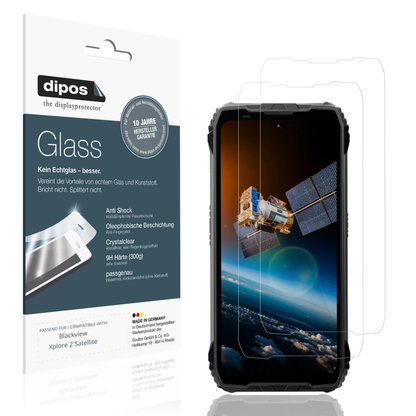 Klare Displayschutzfolie von dipos passend für blackviewxplore 2 satellite, 9H kratzfest und blasenfrei montiert