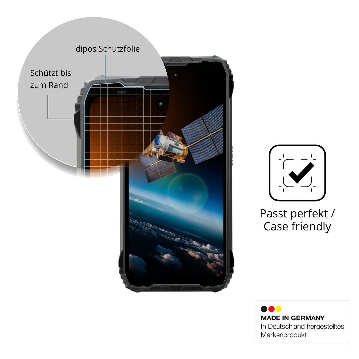 Besonders flexibler Displayschutz mit Anti-Shock-Schicht im Materialmix