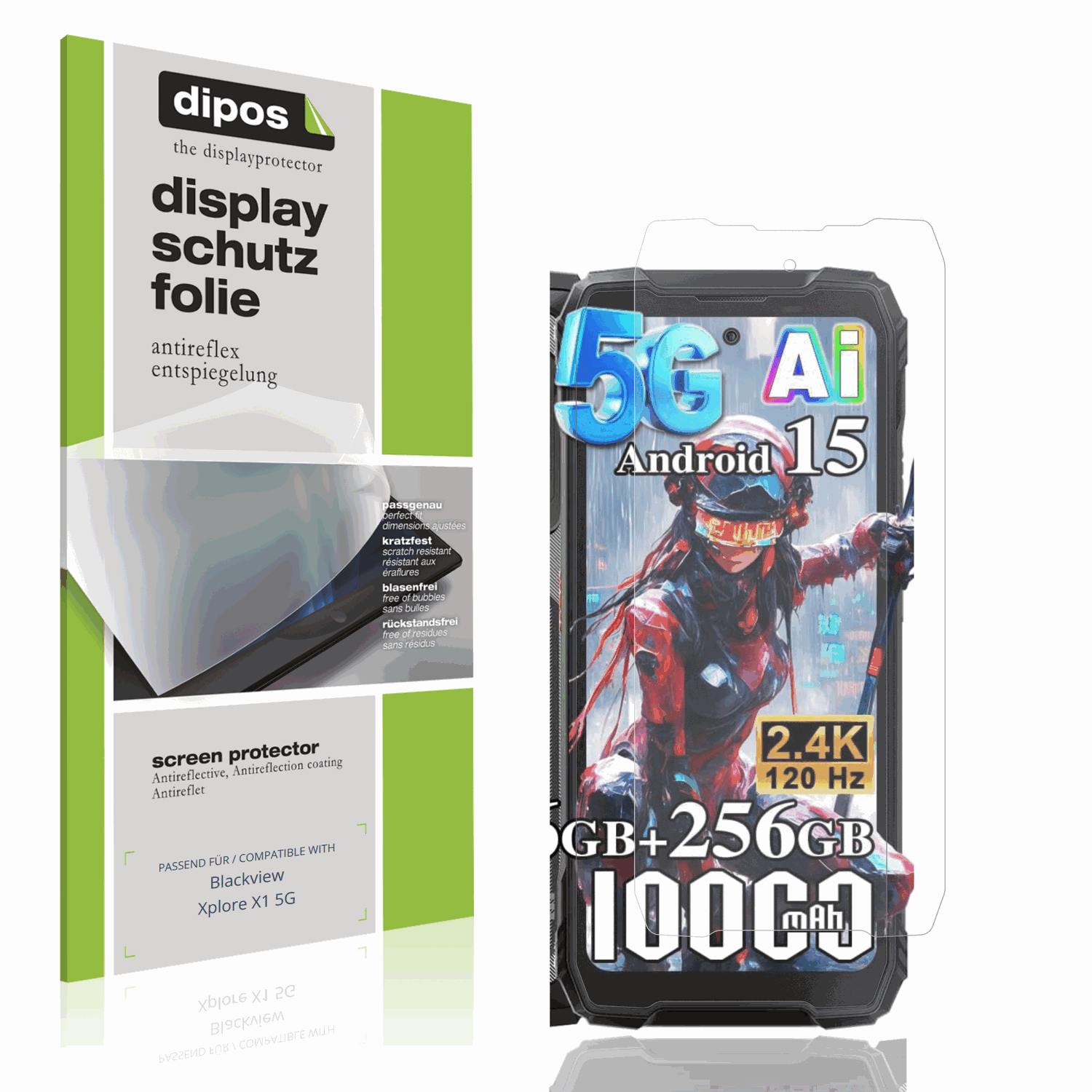 Matte Displayschutzfolie von dipos passend für Blackview Xplore X1 5G, präziser Zuschnitt und blasenfrei montiert