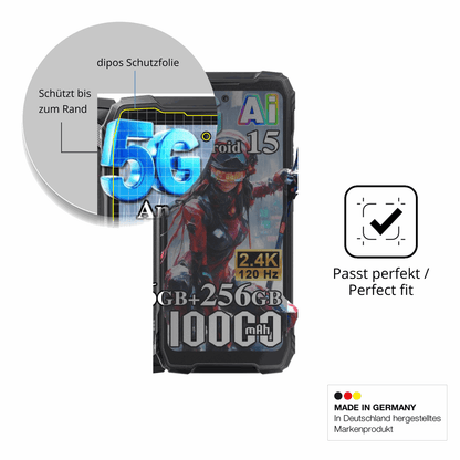 Schutz gegen Kratzer auf dem Blackview Xplore X1 5G Glas durch Schlüssel oder Ähnliches