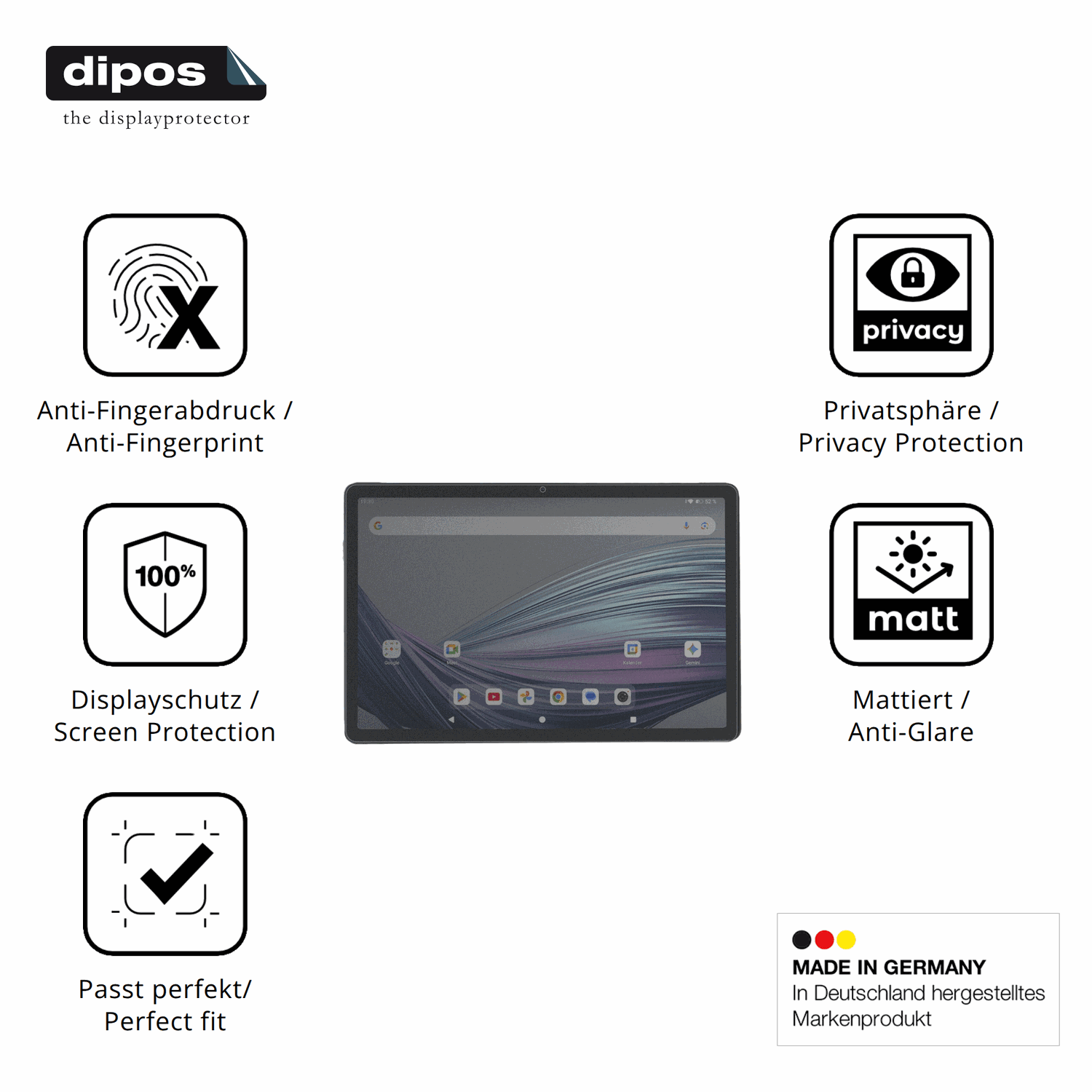 Privatsphäre-Schutz durch Sichtschutz-Folie passend zugeschnitten für Acepad A172