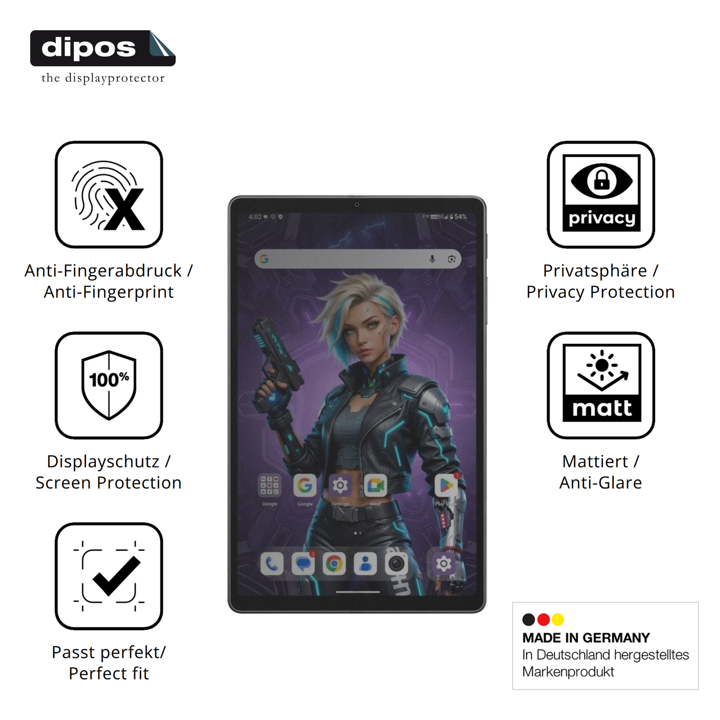 Privatsphäre-Schutz durch Sichtschutz-Folie passend zugeschnitten für Alldocube iPlay 80 mini Ultra