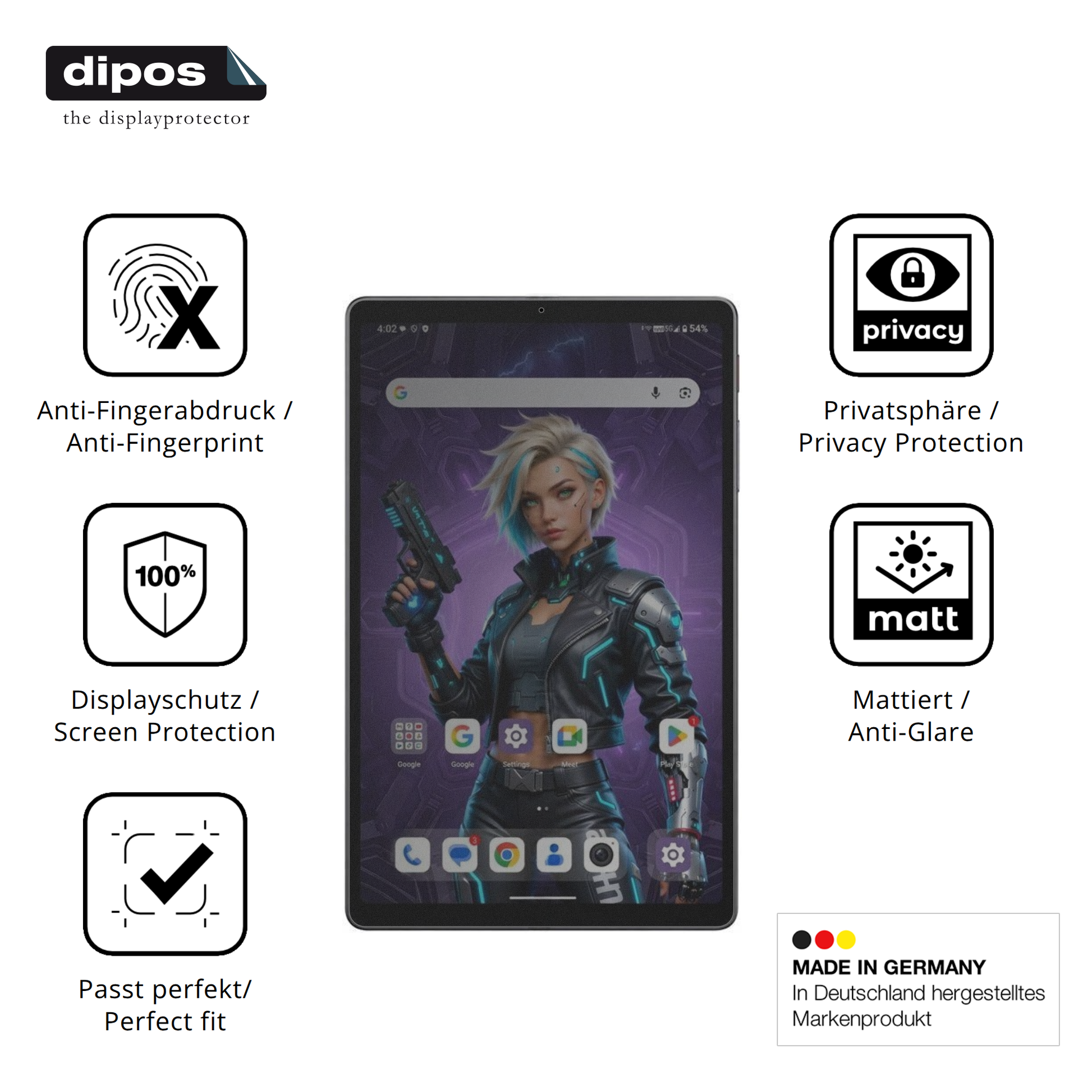 Privatsphäre-Schutz durch Sichtschutz-Folie passend zugeschnitten für Alldocube iPlay 80 mini Ultra