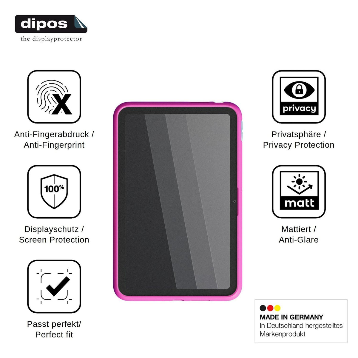 Screen Protector for Amazon Kids Tablet 8.7-inch Privacy Filter 4-Way Protection dipos