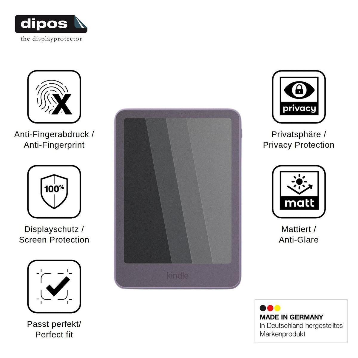 Screen Protector for Amazon Kindle 12th Generation Privacy Filter 4-Way Protection dipos