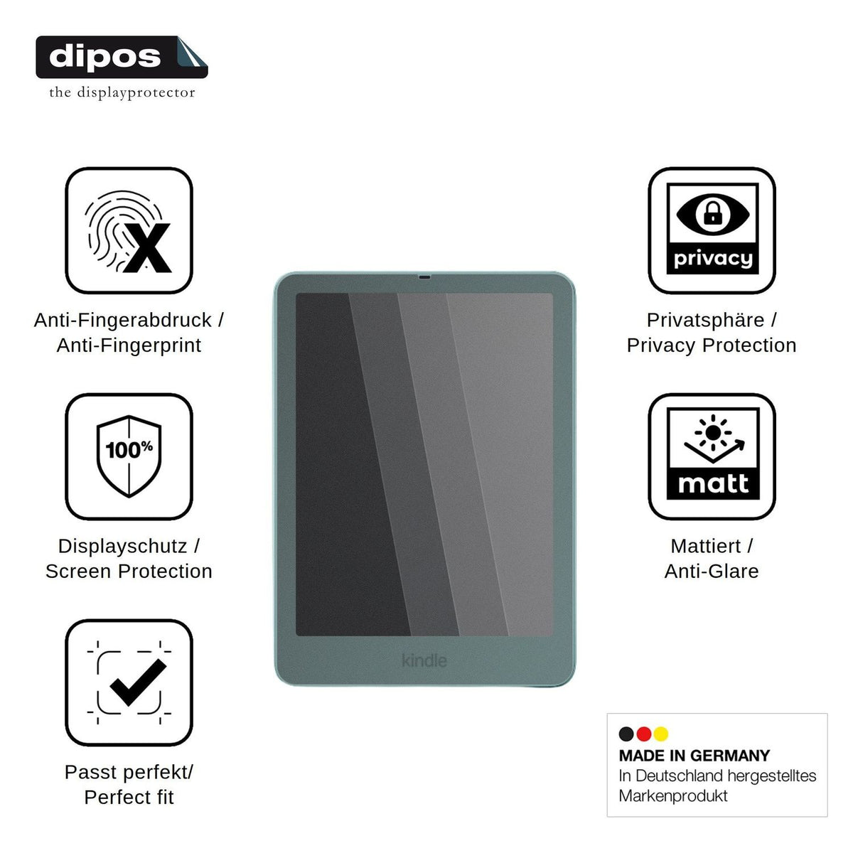 Screen Protector for Amazon Kindle Paperwhite Signature Edition 2026 Privacy Filter 4-Way Protection dipos