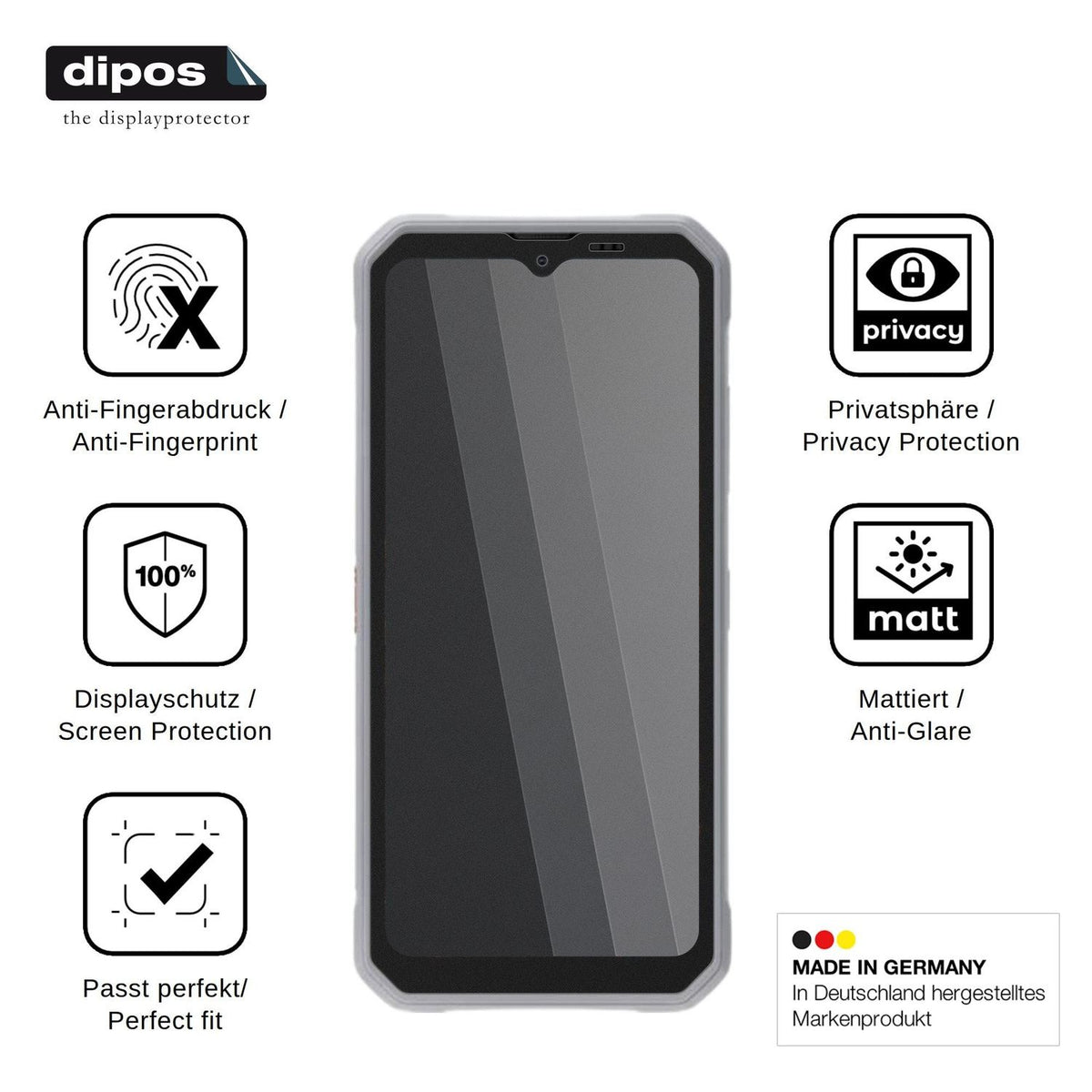 Screen Protector for Blackview Marine 3 Privacy Filter 4-Way Protection dipos