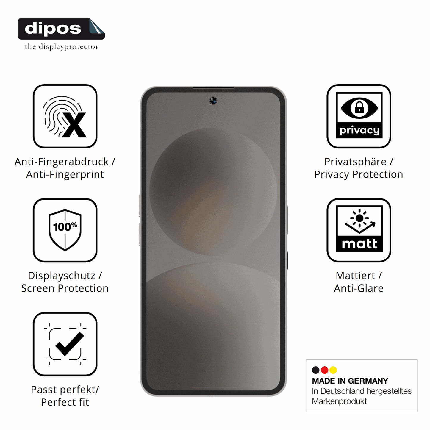 Privatsphäre-Schutz durch Sichtschutz-Folie passend zugeschnitten für Brain Natural AI Phone BGX5