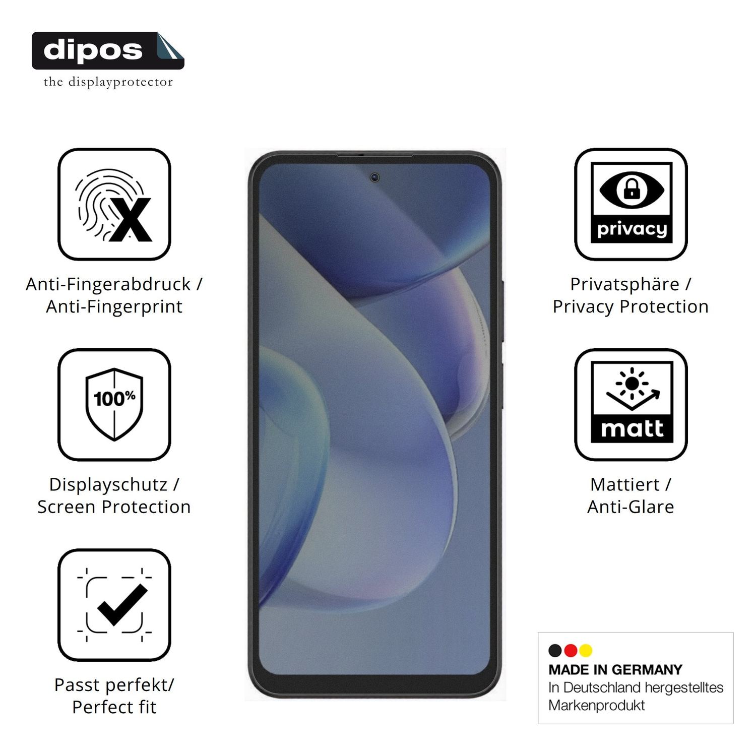 Privatsphäre-Schutz durch Sichtschutz-Folie passend zugeschnitten für Doogee B10 Pro