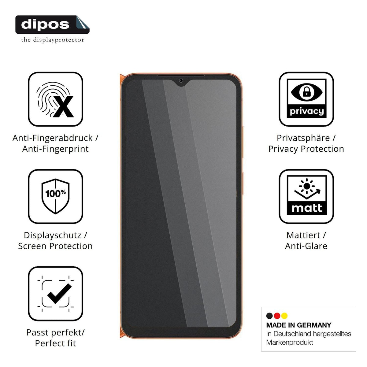 Privatsphäre-Schutz durch Sichtschutz-Folie passend zugeschnitten für Doogee Note 57 Lite