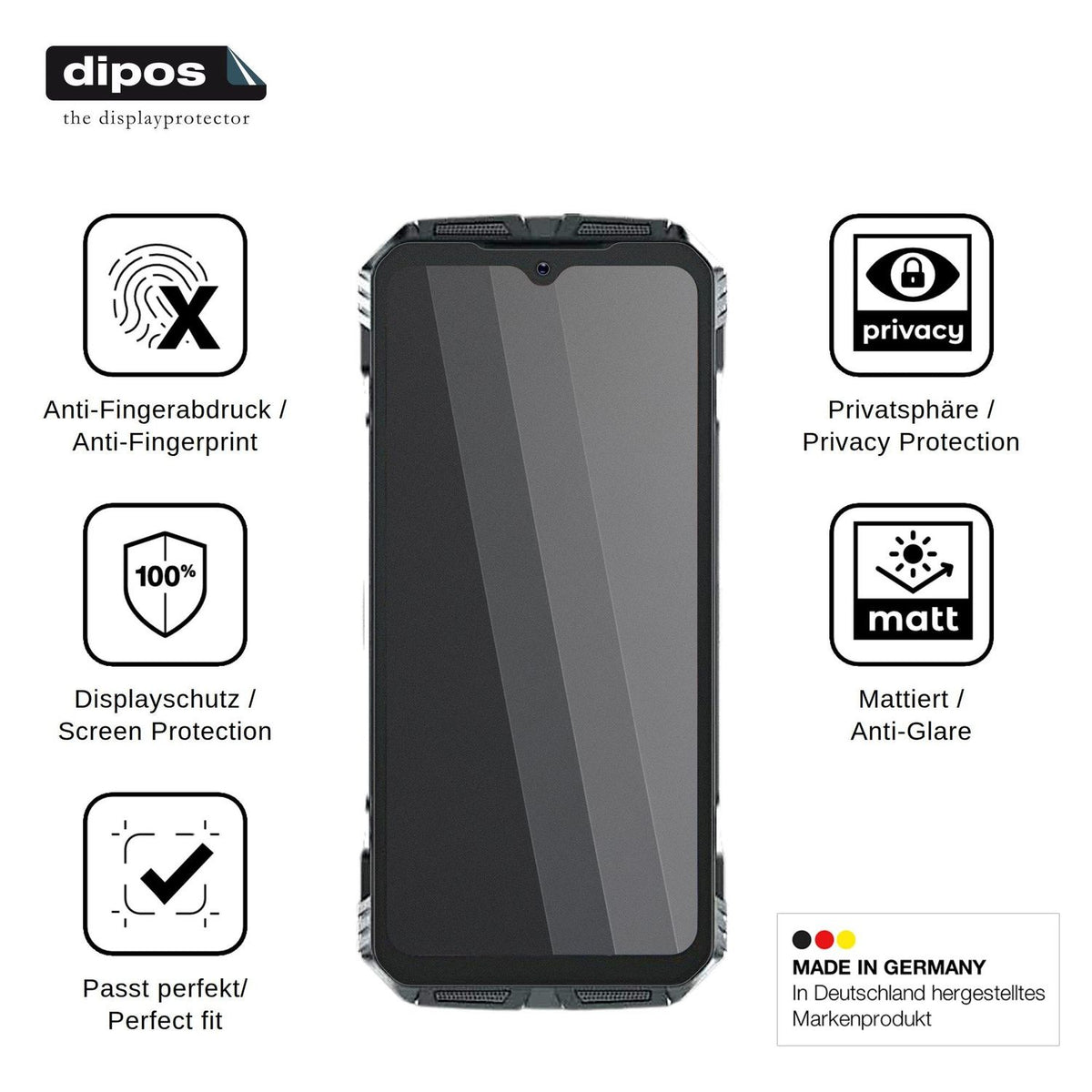 Screen Protector for Doogee S118 Plus Privacy Filter 4-Way Protection dipos