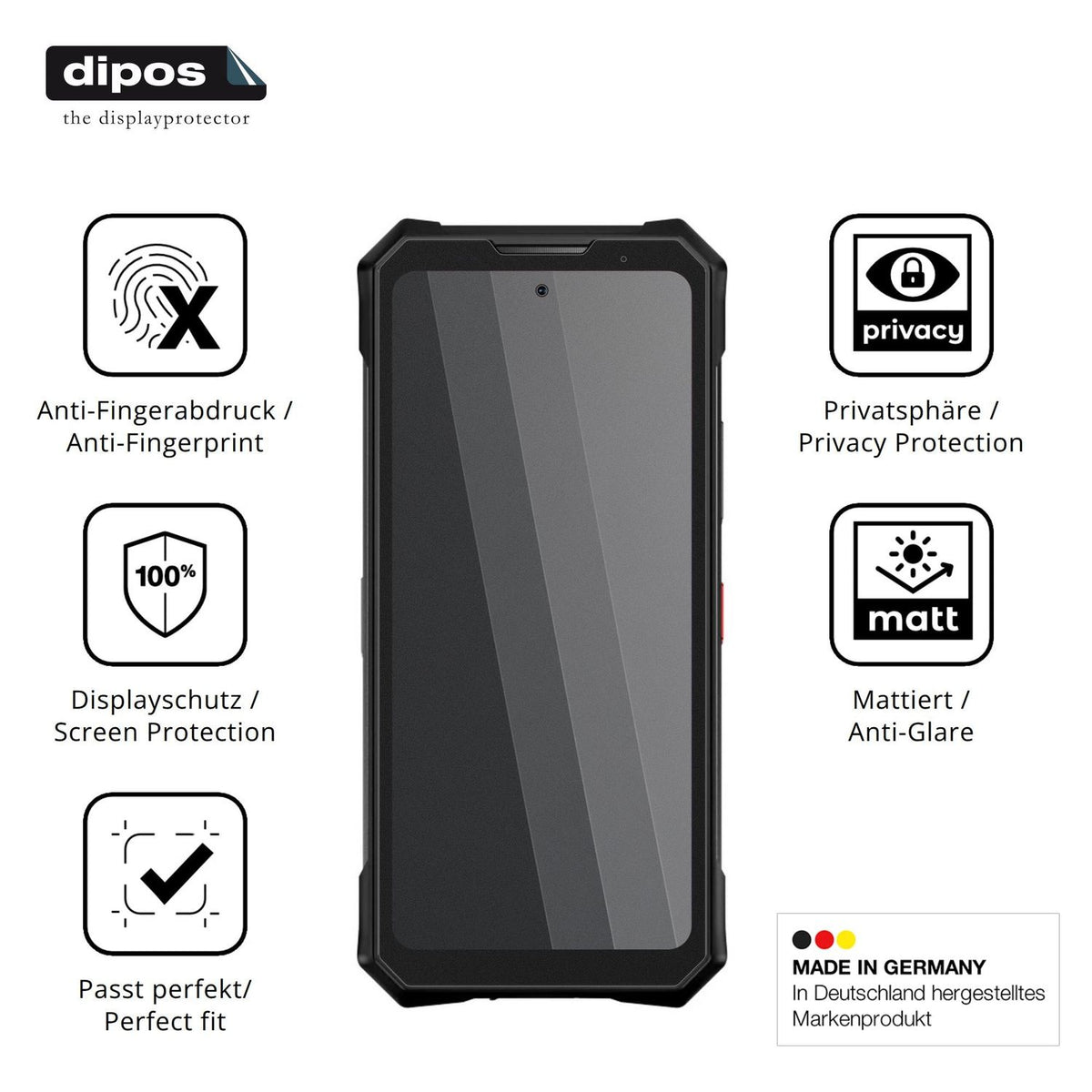 Privatsphäre-Schutz durch Sichtschutz-Folie passend zugeschnitten für Doogee V50 Pro