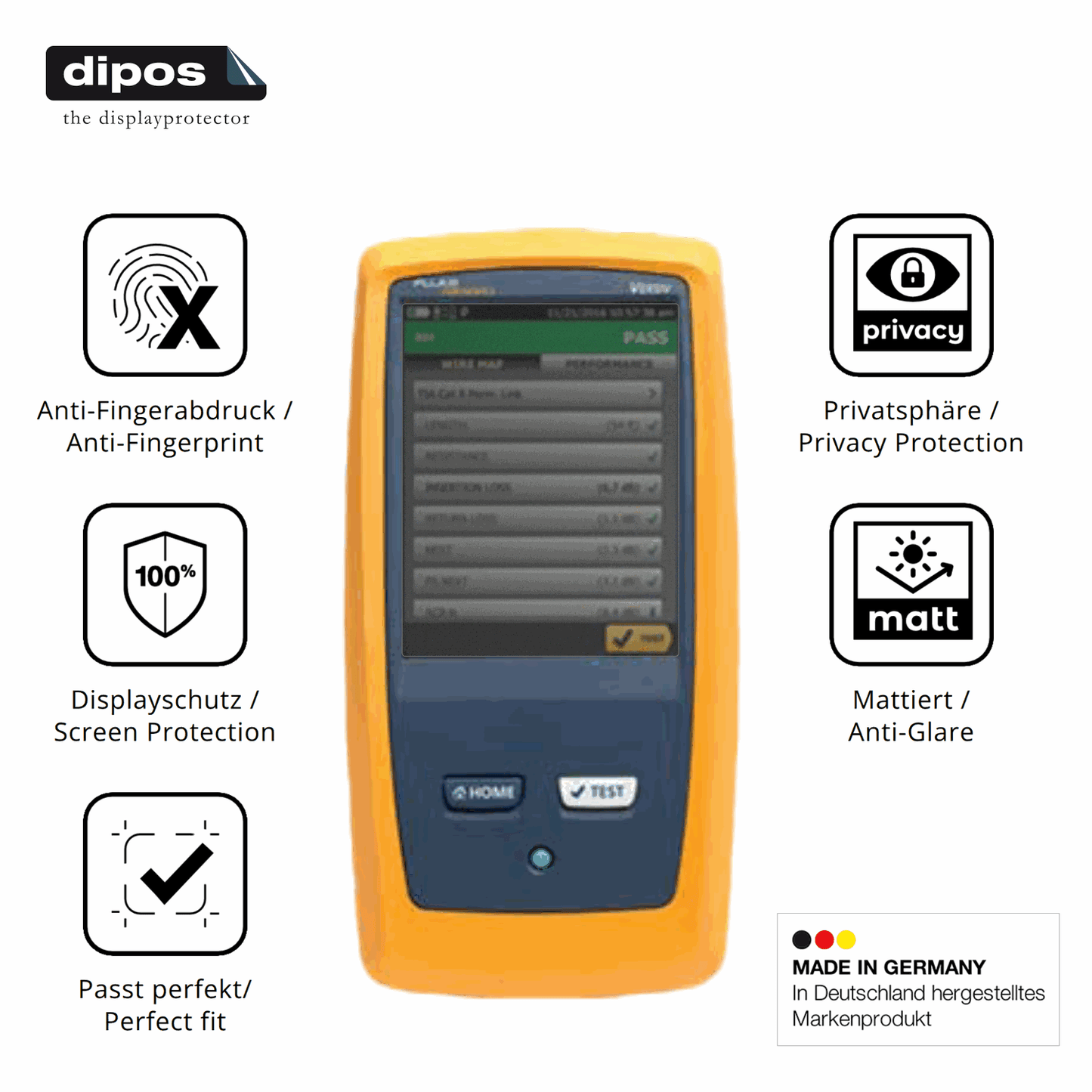 Privatsphäre-Schutz durch Sichtschutz-Folie passend zugeschnitten für Fluke DSX8000