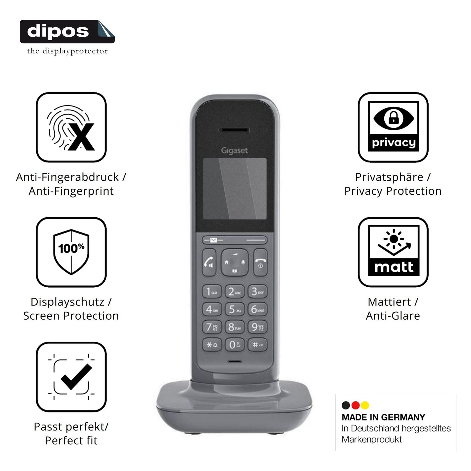 Privatsphäre-Schutz durch Sichtschutz-Folie passend zugeschnitten für Gigaset CL390