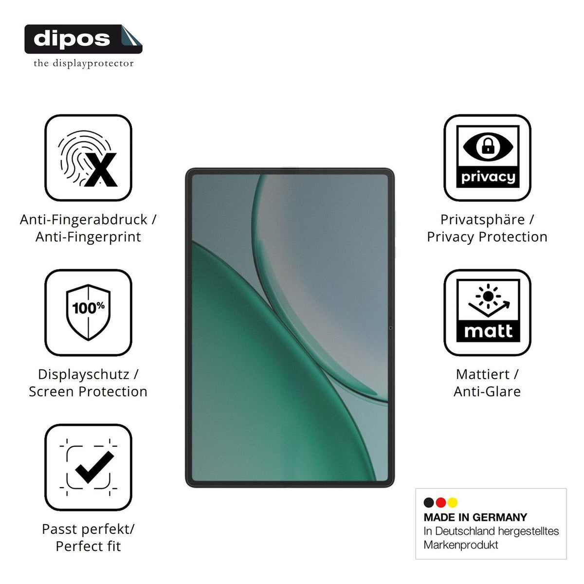 Privatsphäre-Schutz durch Sichtschutz-Folie passend zugeschnitten für Honor Pad X10