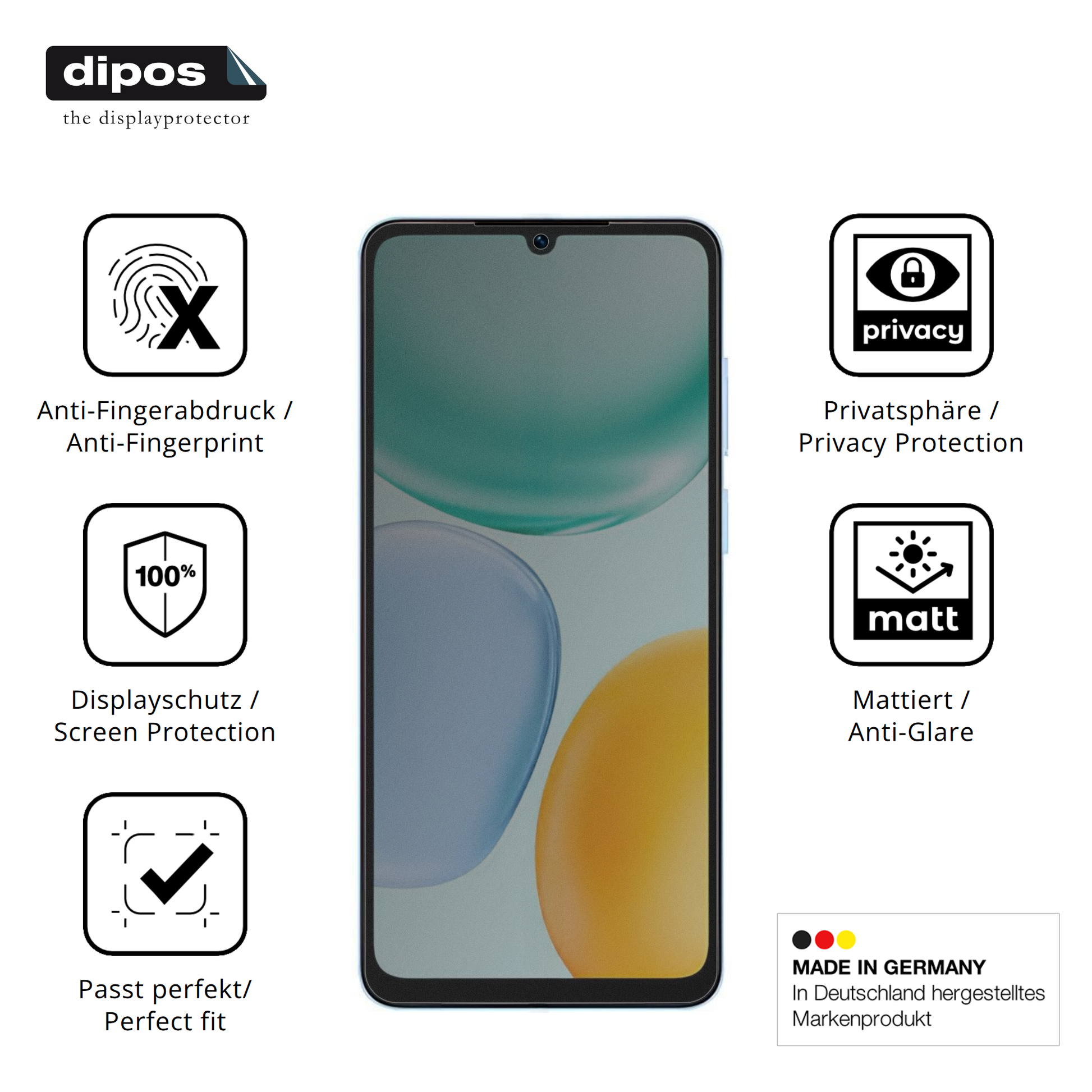 Privatsphäre-Schutz durch Sichtschutz-Folie passend zugeschnitten für Honor X5d