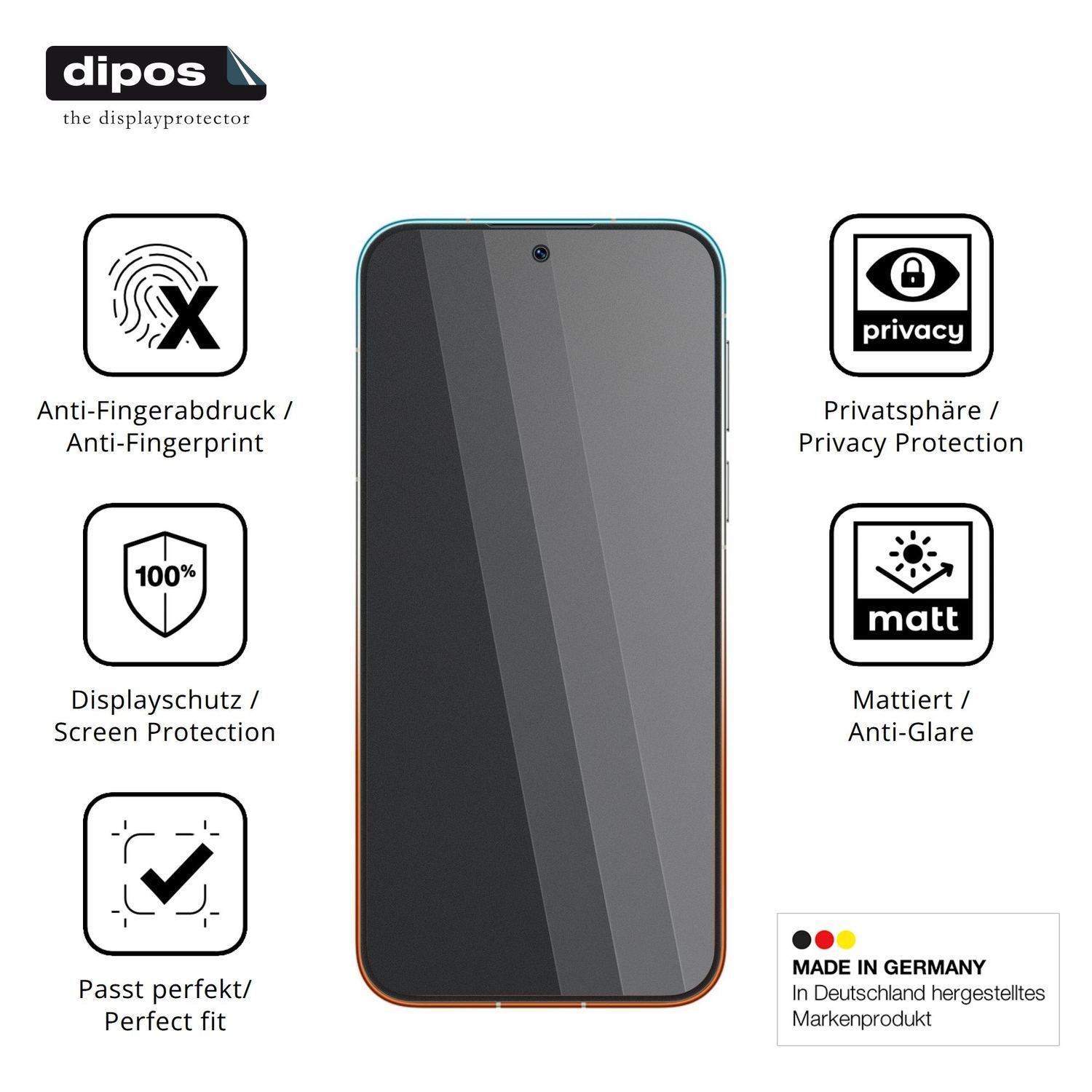 Privatsphäre-Schutz durch Sichtschutz-Folie passend zugeschnitten für Huawei Pura 90s Pro Max