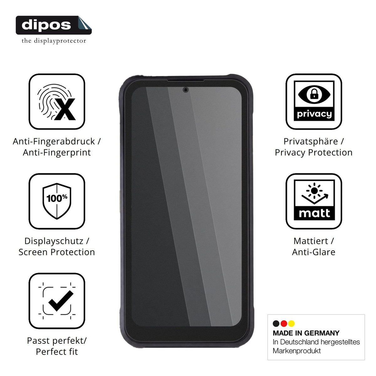 Privatsphäre-Schutz durch Sichtschutz-Folie passend zugeschnitten für JCB Toughphone E50