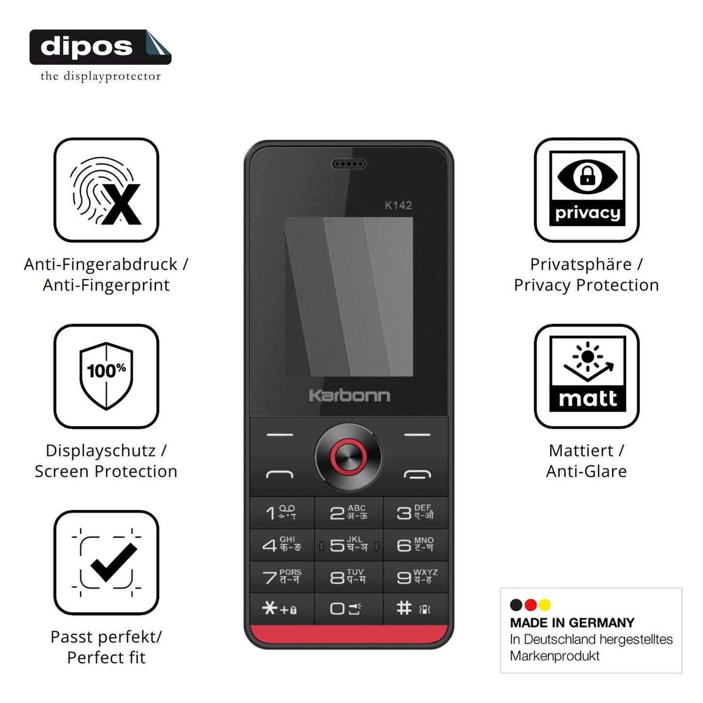 Privatsphäre-Schutz durch Sichtschutz-Folie passend zugeschnitten für Karbonn K142