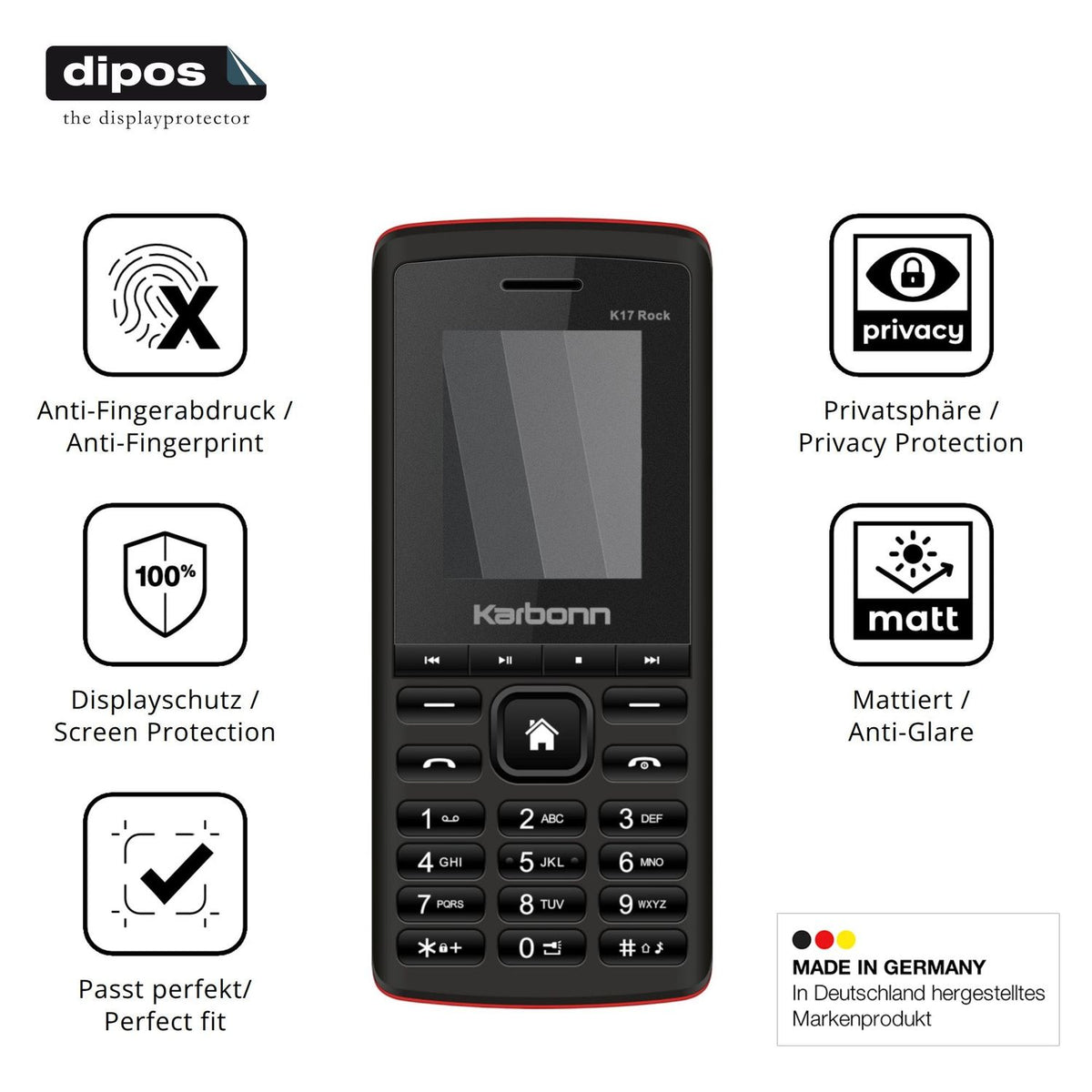 Privatsphäre-Schutz durch Sichtschutz-Folie passend zugeschnitten für Karbonn K17 Rock