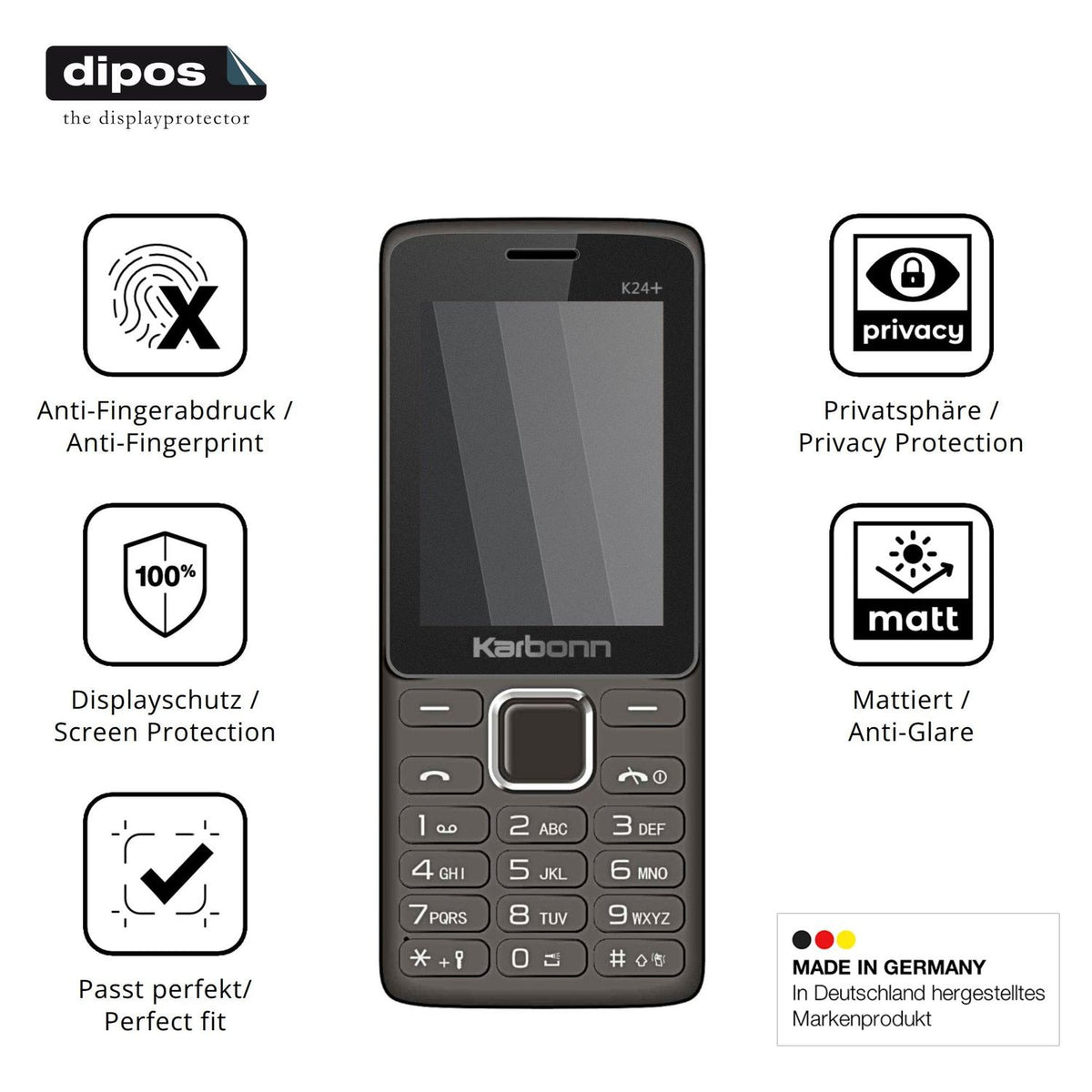 Privatsphäre-Schutz durch Sichtschutz-Folie passend zugeschnitten für Karbonn K24 Plus