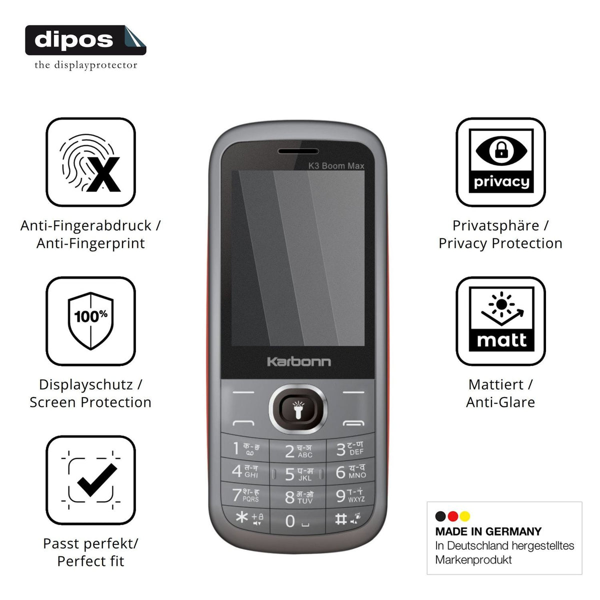 Privatsphäre-Schutz durch Sichtschutz-Folie passend zugeschnitten für Karbonn K3 Boom Max