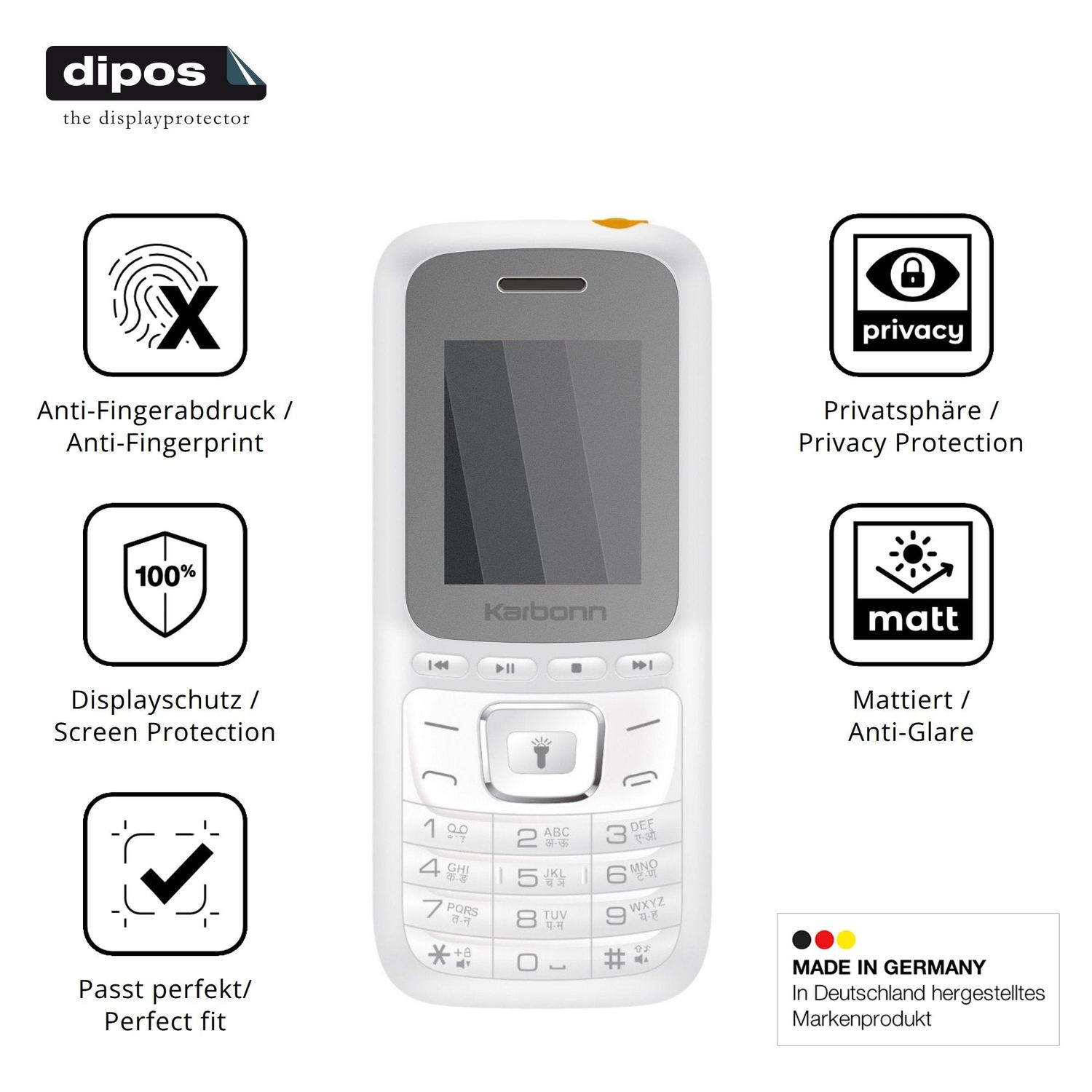 Privatsphäre-Schutz durch Sichtschutz-Folie passend zugeschnitten für Karbonn K7 Power