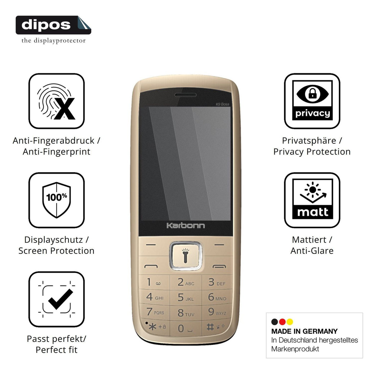 Privatsphäre-Schutz durch Sichtschutz-Folie passend zugeschnitten für Karbonn K9 Boss
