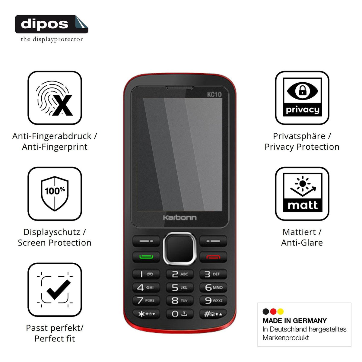 Privatsphäre-Schutz durch Sichtschutz-Folie passend zugeschnitten für Karbonn KC10