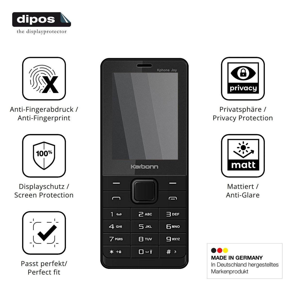 Privatsphäre-Schutz durch Sichtschutz-Folie passend zugeschnitten für Karbonn Kphone Joy